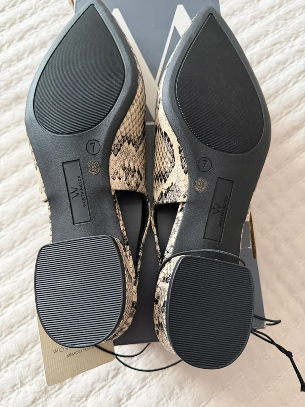 Worthington Snake-Print Pointed Slingback Flats in Beige & Black 7 - Picture 5 of 6